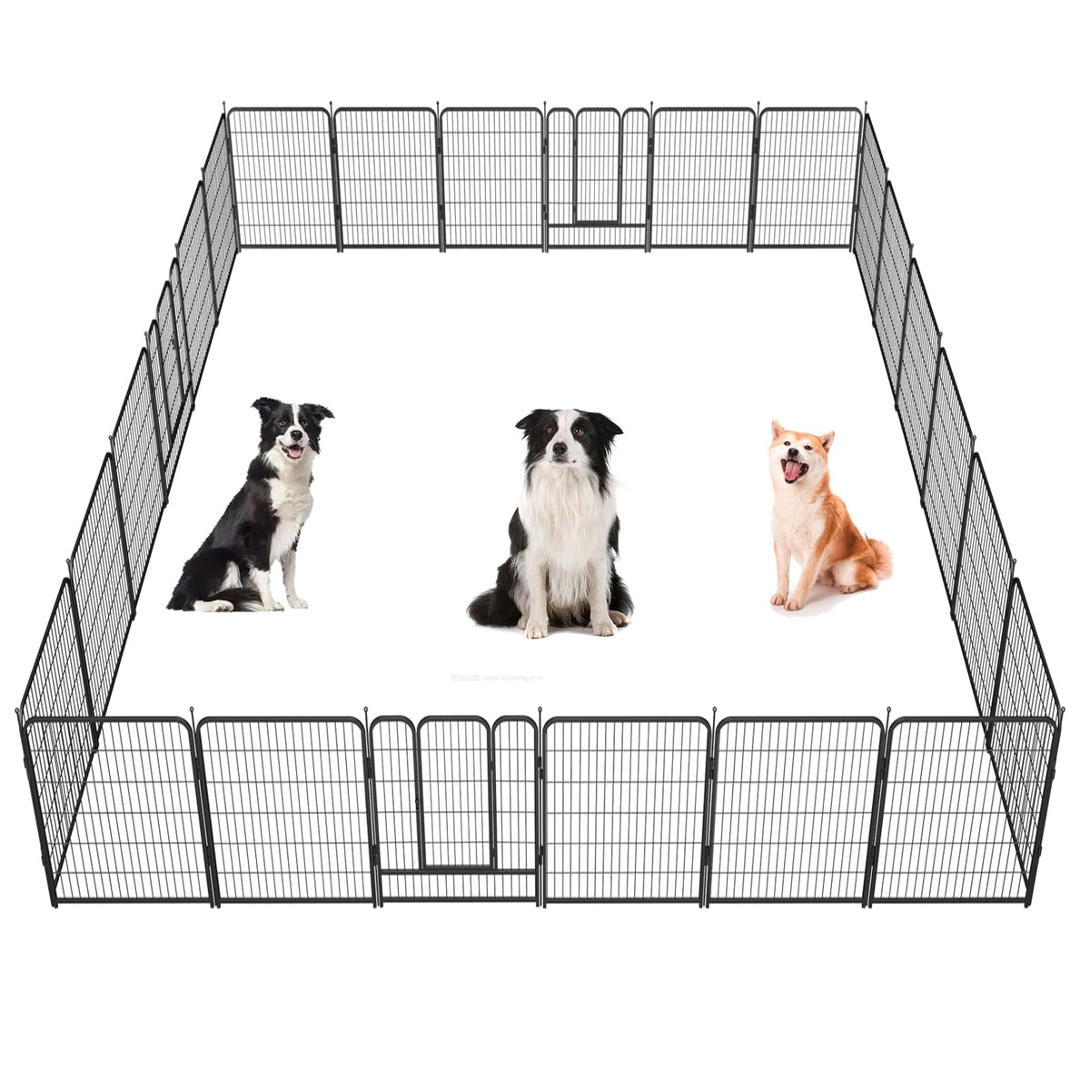 Dog Playpen,32/40/45 Inch Height in Heavy Duty, Folding Indoor Outdoor Anti-Rust Dog Exercise Fence, Portable Pet Playpen with Door for Large Medium Small Dogs and Pet (16 Panels, 32 Inch) Silver