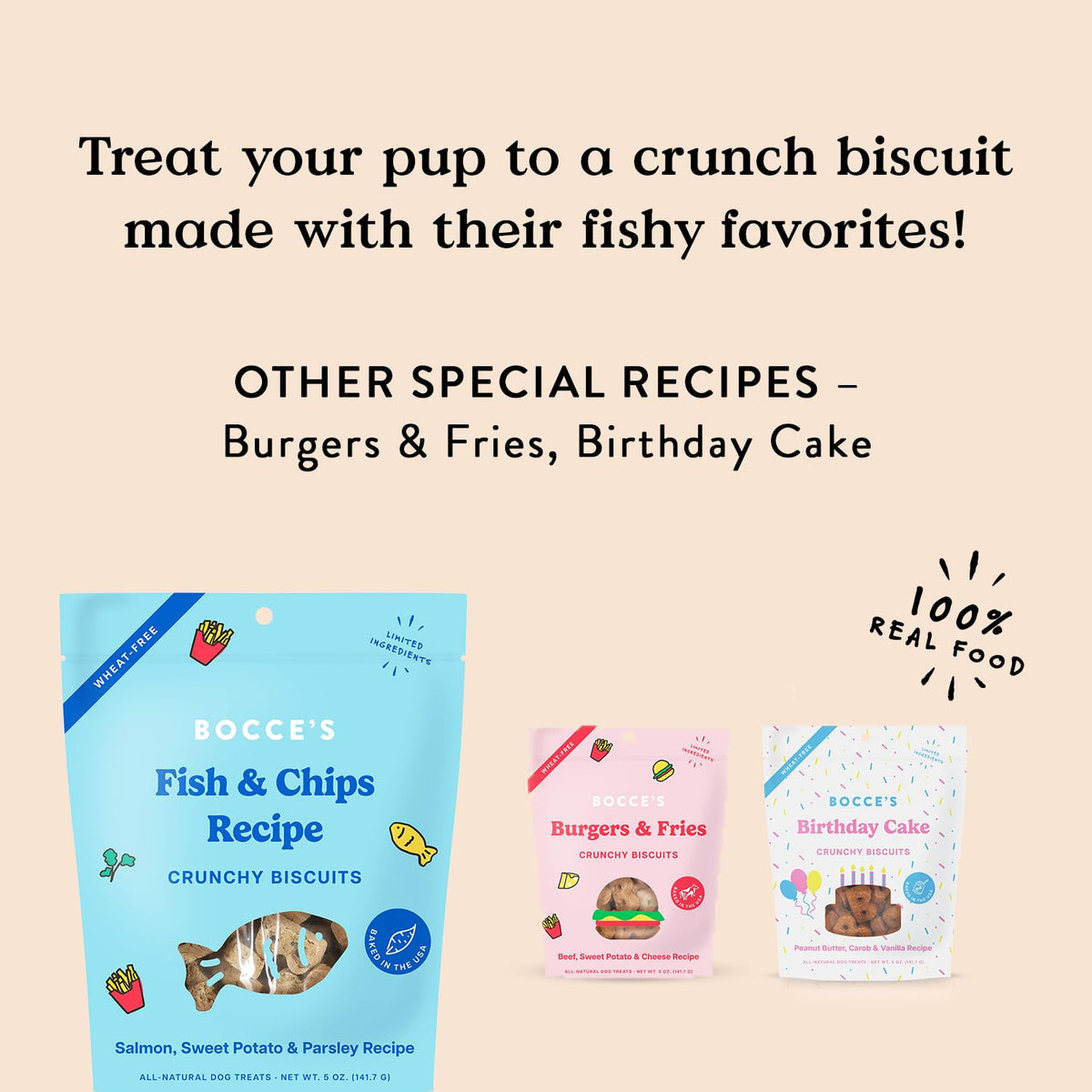 Bocce's Bakery Bedtime Tea Flavor Crunchy Biscuits Dog Treats, 5 oz