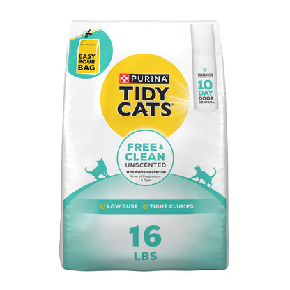 Purina Tidy Cats Free and Clean Unscented Clumping Cat Litter, 38 lb Box