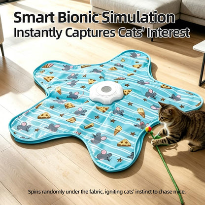 Rechargeable Automatic Cat Toy, 3-Mode Touch-Activated Interactive Toy with Random Motion, Concealed Feather & Squeaky Sound for Indoor Cats & Kittens (Yellow)