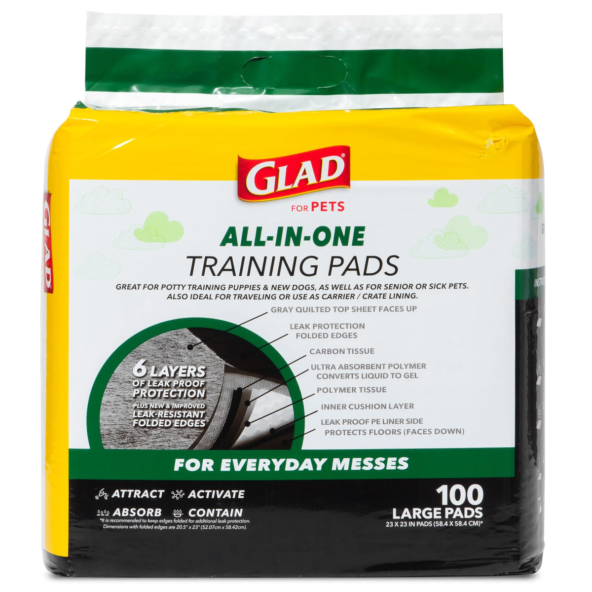 Glad for Pets Activated Carbon Disposable Dog Training Pads, 100 Count