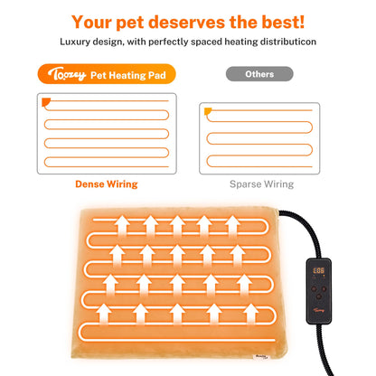 Toozey Cat Heating Pad for Cats & Dogs, Heated Bed Mat, 18 x 16 in, Grey