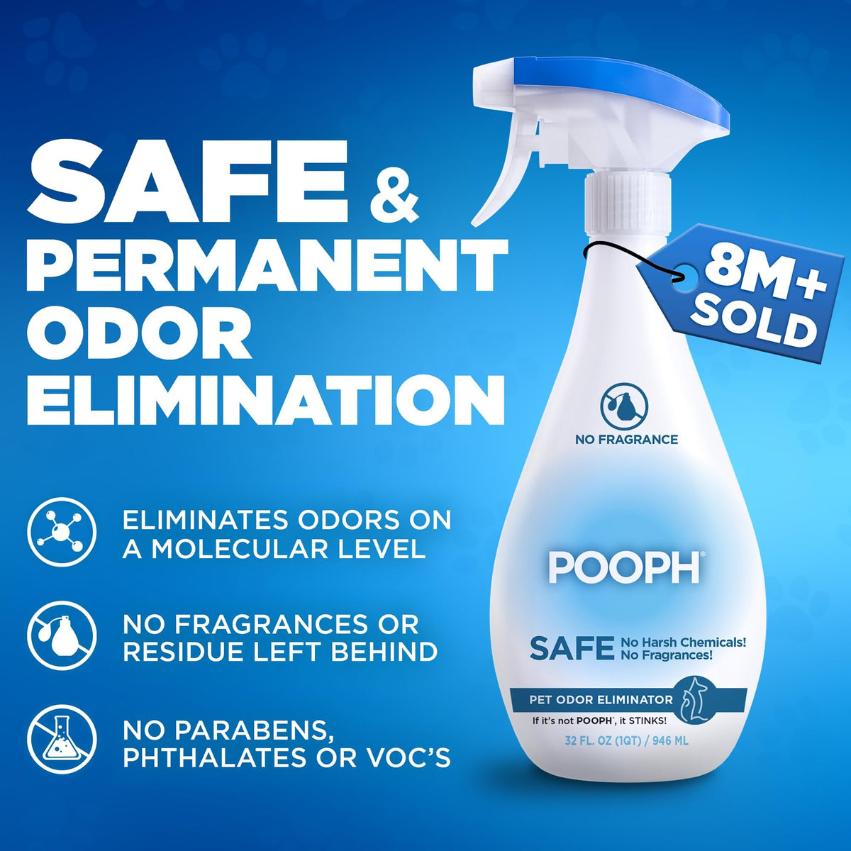 POOPH Plus Maximum Strength Pet Odor Eliminator Spray, 32 oz - Pack of 2