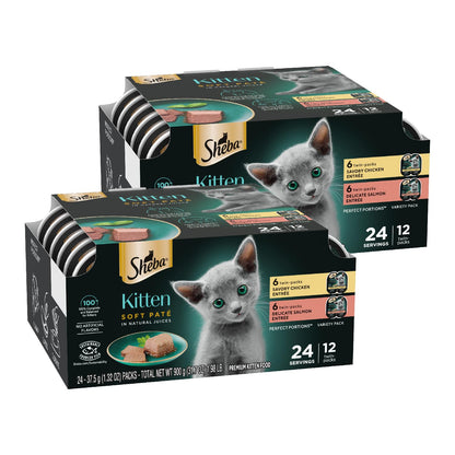 Sheba Perfect Portions Kitten Pate Wet Cat Food, Multipack, 2.6 oz, 24 ct