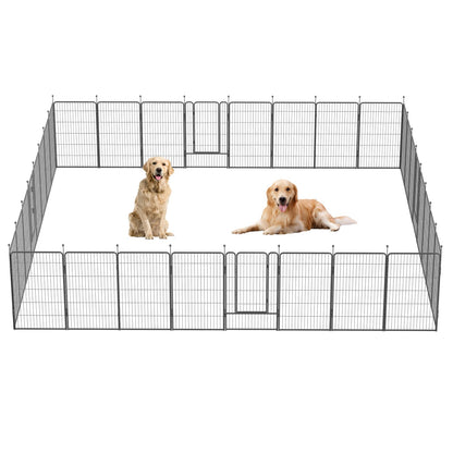 Dog Playpen,32/40/45 Inch Height in Heavy Duty, Folding Indoor Outdoor Anti-Rust Dog Exercise Fence, Portable Pet Playpen with Door for Large Medium Small Dogs and Pet (16 Panels, 32 Inch) Silver