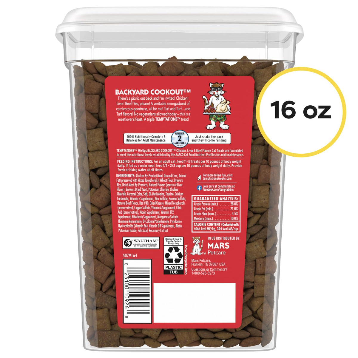 Temptations MixUps Crunchy and Soft Cat Treats, Cookout Flavor, 30 oz
