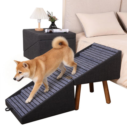 Dog Stairs for Small Dogs Faux Leather Foldable Pet Ramp and Ottoman