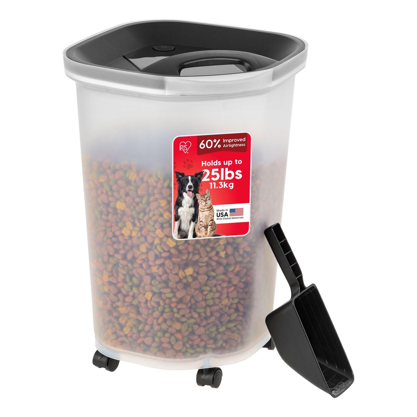 IRIS USA Dog Food Storage Container, Up to 10 lbs, Clear/Gray, Made in USA
