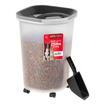 IRIS USA Dog Food Storage Container, Up to 10 lbs, Clear/Gray, Made in USA