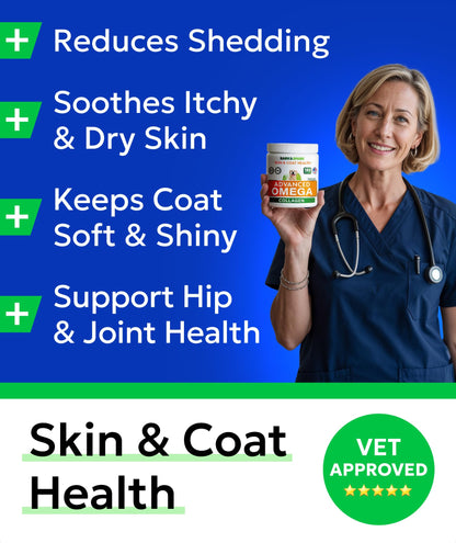 Omega 3 + Fish Oil for Dogs - Skin & Coat Support, Itch & Allergy Relief