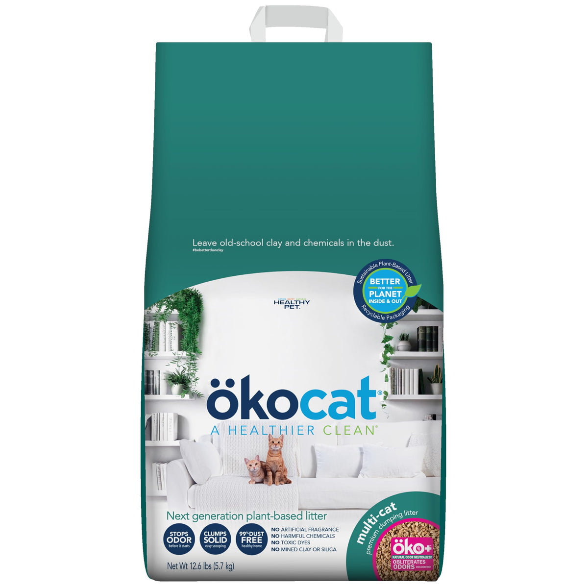 ökocat Low Tracking Natural Wood Clumping Cat Litter, Odor Control 14 Lbs