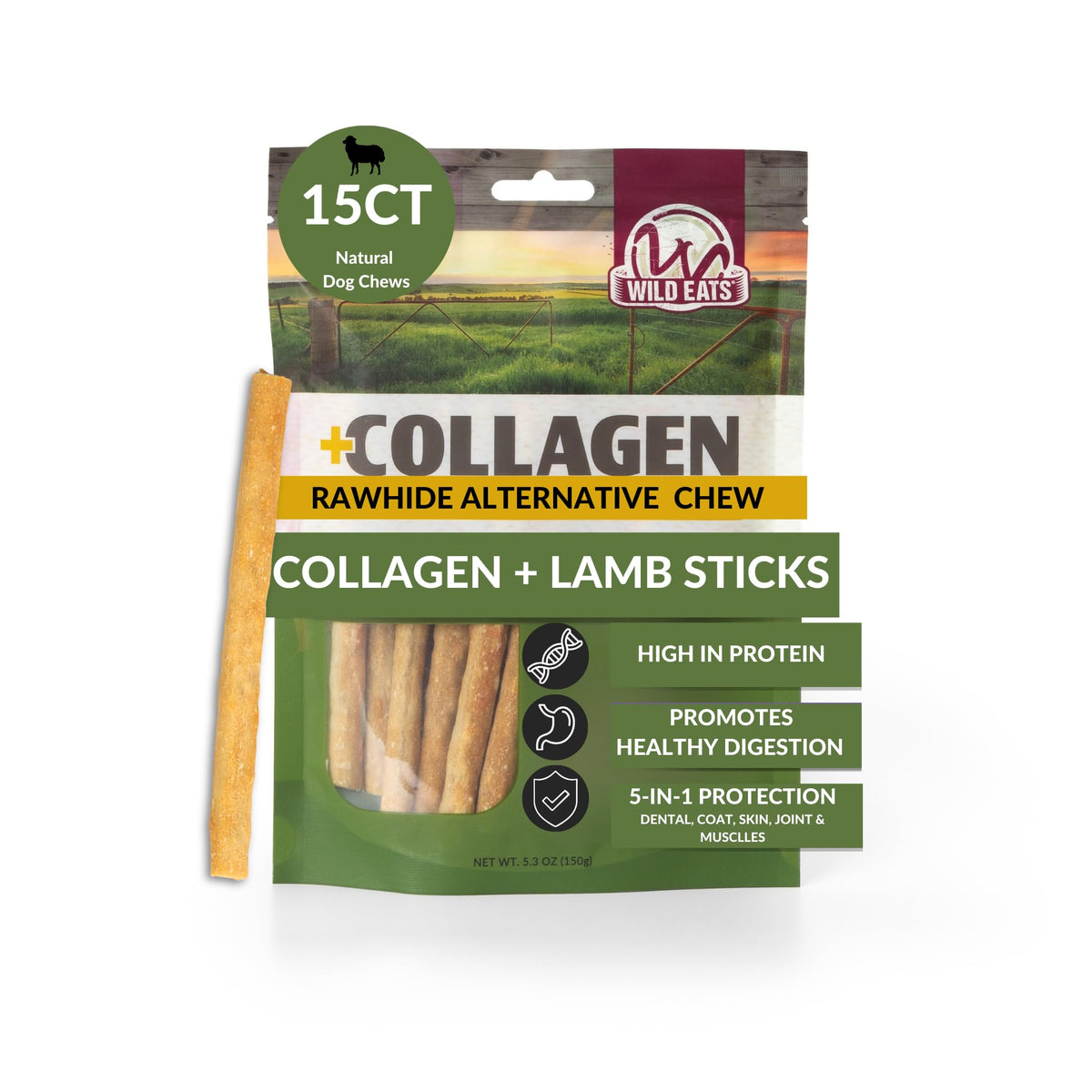 Wild Eats Real Duck Collagen Bully Sticks for Dogs, 25 Pack, Rawhide Free