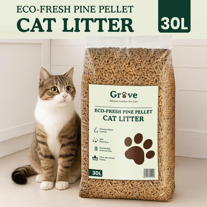 Grove by Ecoblaze 30L Pine Cat Litter Wood Pellets | Natural, Eco-Friendly & Biodegradable | Superior Odour Control | 99% Dust Free & Highly Absorbent