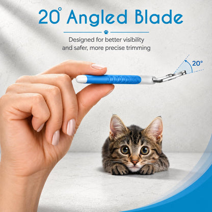 Candure Cat Nail Clippers for Indoor Cats, Rabbits, Hamsters, Birds with Precise Angled Edges to Ensure Easy & Safe Trimming Stainless Steel Cat Nail Trimmer for At-Home Cat Grooming