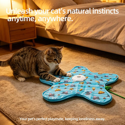 Rechargeable Automatic Cat Toy, 3-Mode Touch-Activated Interactive Toy with Random Motion, Concealed Feather & Squeaky Sound for Indoor Cats & Kittens (Yellow)