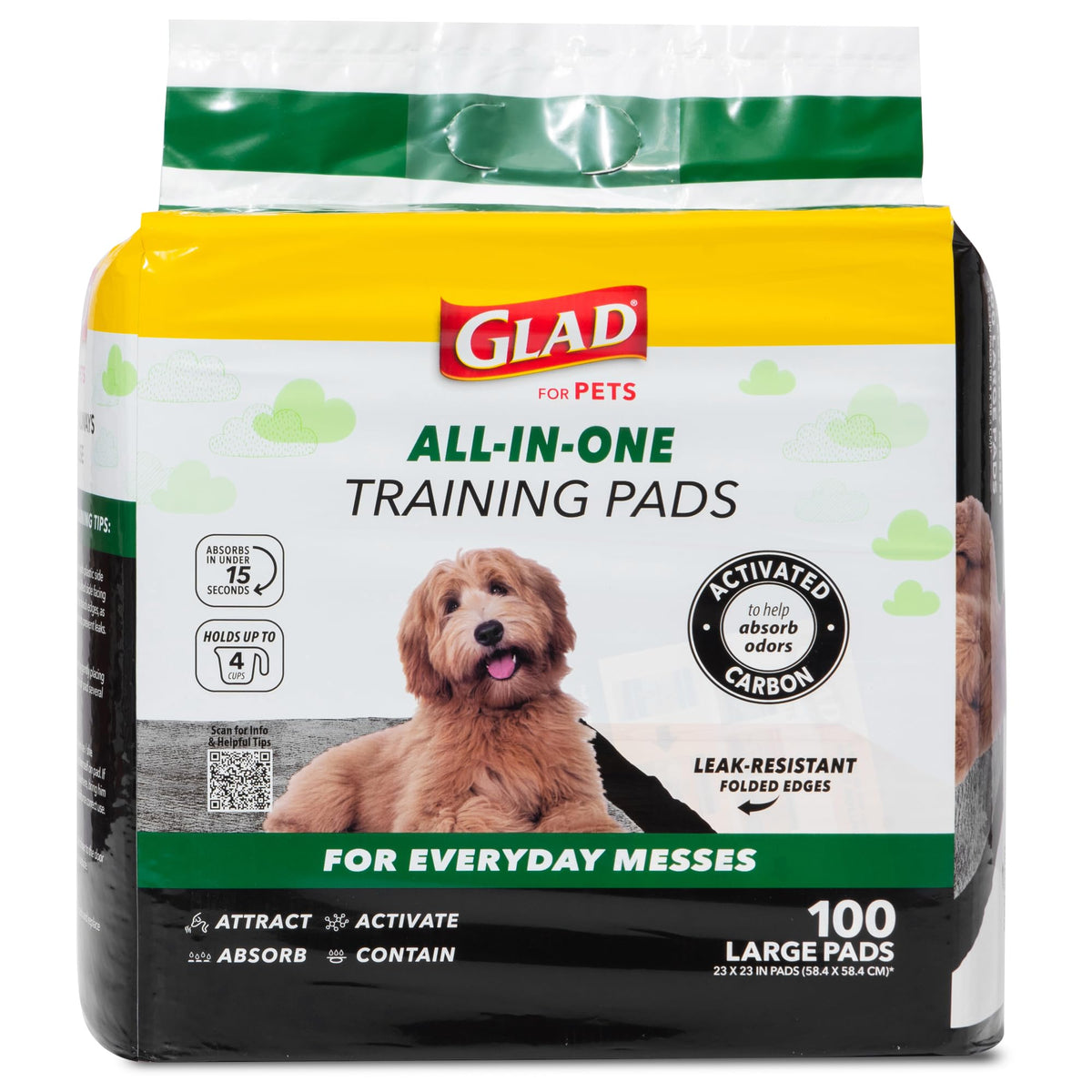 Glad for Pets Activated Carbon Disposable Dog Training Pads, 100 Count