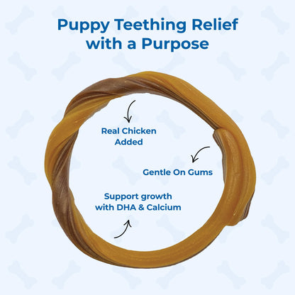 N-Bone Puppy Teething Rings, Chicken Flavor, Natural Puppy Teething Chews & Chew Treats, Helps Soothe Teething Gums, Calcium Enriched, 6 Rings