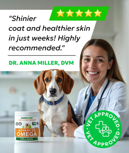 Omega 3 + Fish Oil for Dogs - Skin & Coat Support, Itch & Allergy Relief