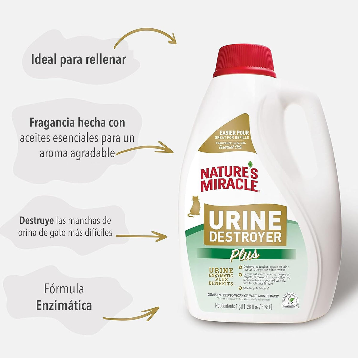 Nature's Miracle Cat Urine Destroyer Plus, Enzymatic Cleaner, 1 gal