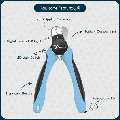 Candure Cat Nail Clippers for Indoor Cats, Rabbits, Hamsters, Birds with Precise Angled Edges to Ensure Easy & Safe Trimming Stainless Steel Cat Nail Trimmer for At-Home Cat Grooming