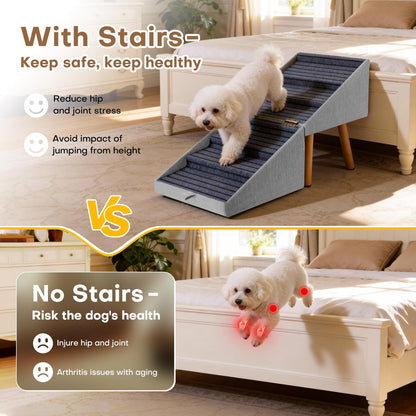 Dog Stairs for Small Dogs Faux Leather Foldable Pet Ramp and Ottoman