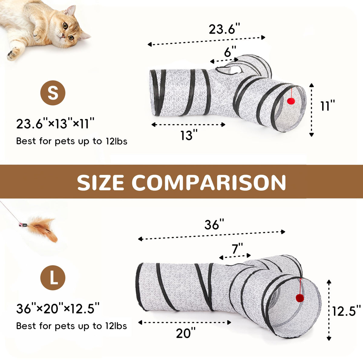 Tempcore Pet Tunnel Tube Cat Toys, Cat Tunnels for Indoor Cats