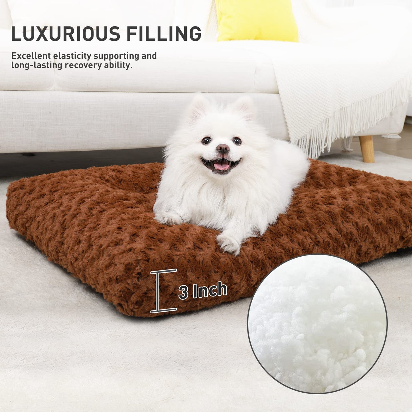 KSIIA Washable Dog Beds Large Sized Dog Crate Bed Plush Mat 41"x27" Gray