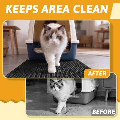 Pieviev Cat Litter Mat, Double-Layer Waterproof Litter Trap, 24" x 15" Gray
