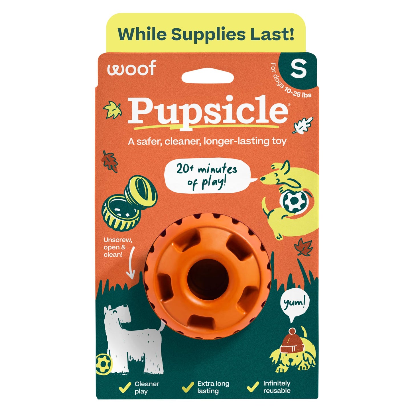 WOOF Pupsicle Interactive Dog Ball Toy for Dogs 25-75 lbs - Green