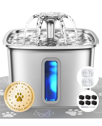 Veken Innovation Award Winner Stainless Steel Cat Water Fountain, 108oz