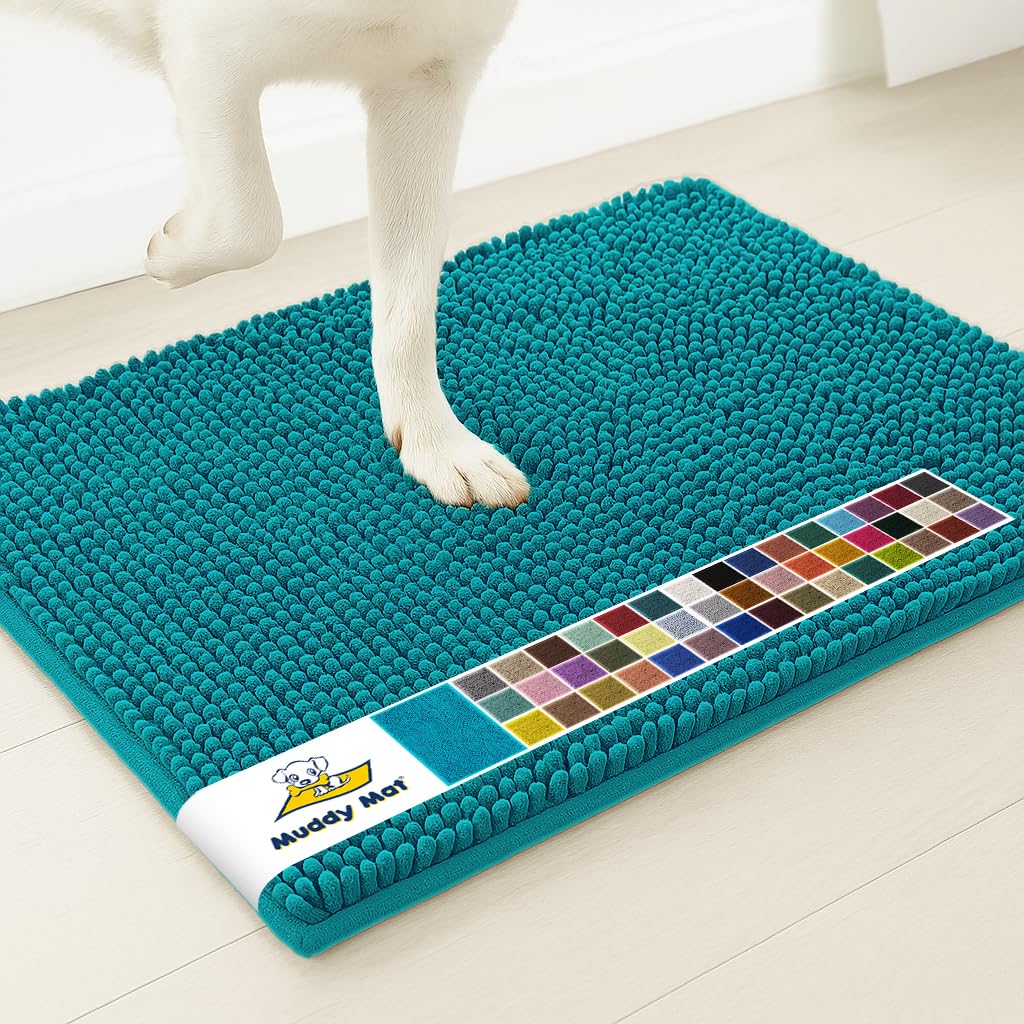 Muddy Mat® | Super Water Absorbent Door Mat Indoor, Microfiber Quick Dry Chenille Entryway Rug, Slip Resistant Front Door Mat, Indoor Mats for Entryway, Machine Washable Pet Rug, Beige 24"x36"