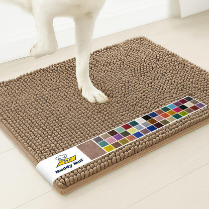 Muddy Mat® | Super Water Absorbent Door Mat Indoor, Microfiber Quick Dry Chenille Entryway Rug, Slip Resistant Front Door Mat, Indoor Mats for Entryway, Machine Washable Pet Rug, Black 2ft x 4ft