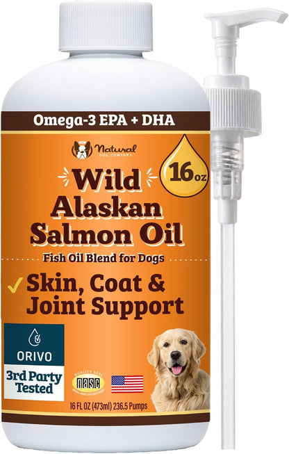 Natural Dog Company Wild Alaskan Salmon Oil for Dogs - 16 oz
