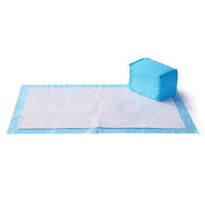 Basics X-Large Heavy Duty Absorbent Puppy Potty Pads, Leak-Proof, Quick-Dry, Super Absorbent Gel Technology for Dog Training, 28 x 34 Inches, Blue & White, Pack of 50