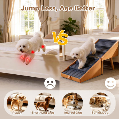 Dog Stairs for Small Dogs Faux Leather Foldable Pet Ramp and Ottoman