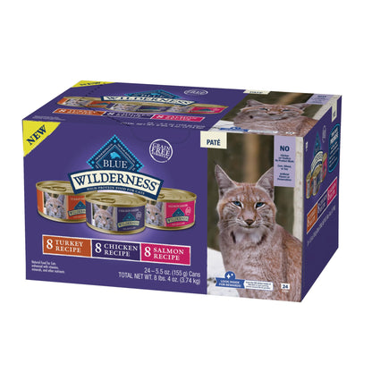 Blue Buffalo Wilderness Variety Pack Adult Paté Wet Cat Food, 3 oz, 12 ct