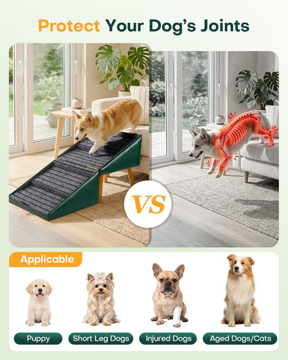 Dog Stairs for Small Dogs Faux Leather Foldable Pet Ramp and Ottoman
