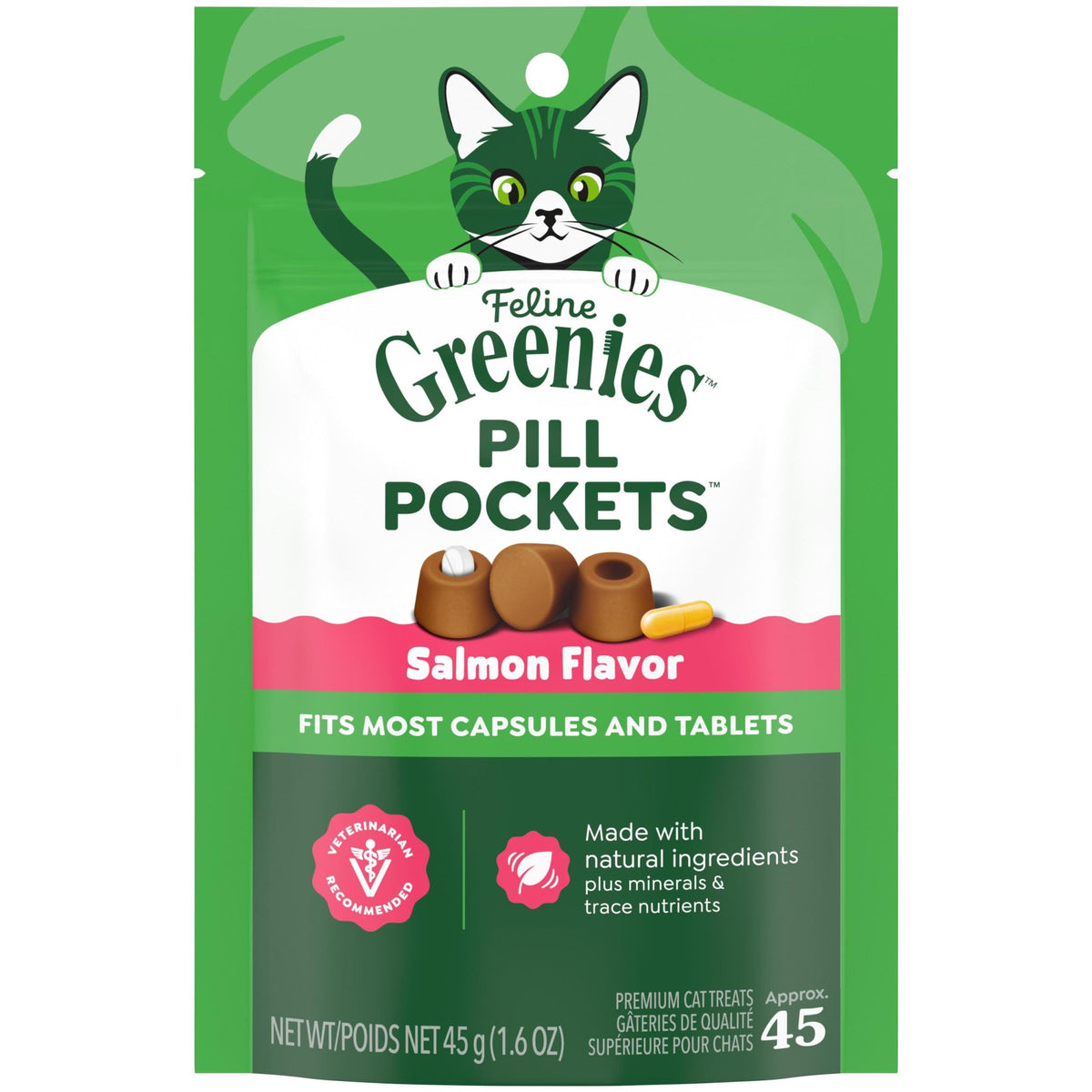 Greenies Feline Pill Pockets Soft Cat Treats, Chicken Flavor, 45 Count