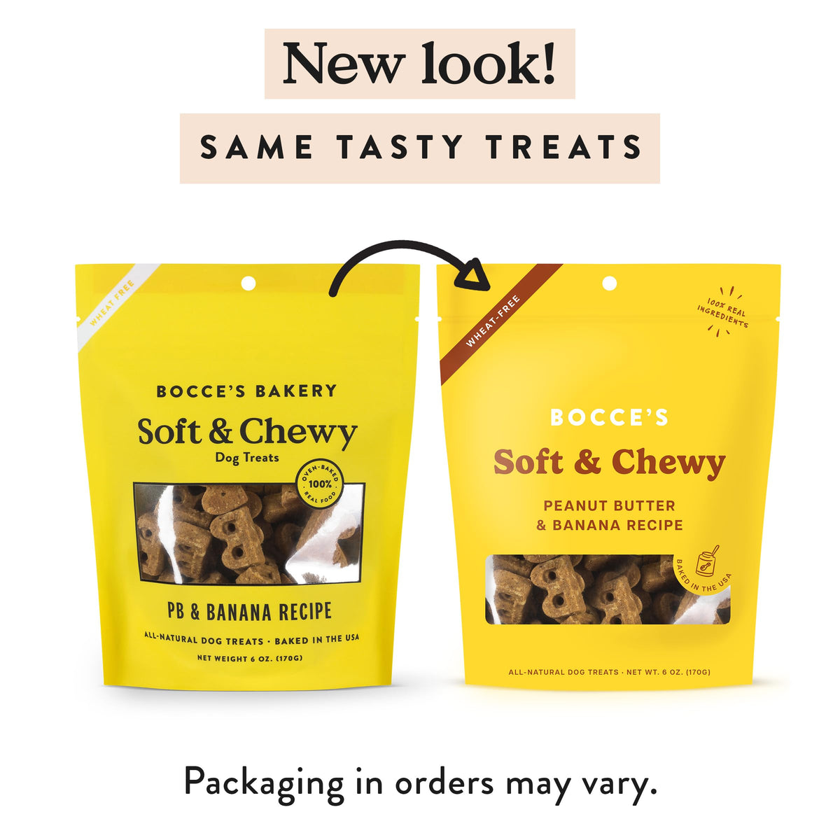 Bocce's Bakery PB & Banana Flavor Soft & Chewy Dog Treats, 6 oz