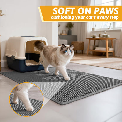 Pieviev Litter Mat, Double-Layer Waterproof Trapping Mat, 24" x 15" Black