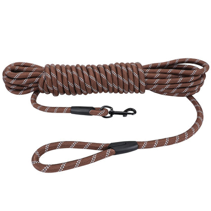 Hi Kiss Dog/Puppy Obedience Recall Training Agility Lead - 15ft 20ft 30ft 50ft 100ft Leash Great for Training, Play, Camping, or Backyard Black