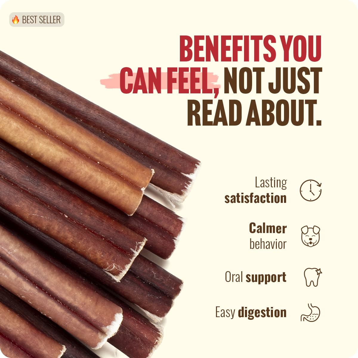 Natural Farm Bully Sticks, Odor-Free, (6 Inch, 12 Ounces), Packaged by Weight, 100% Beef Pizzle Chews, Grass-Fed, Fully Digestible Treats to Keep Your Puppies, Small and Medium Dogs Busy