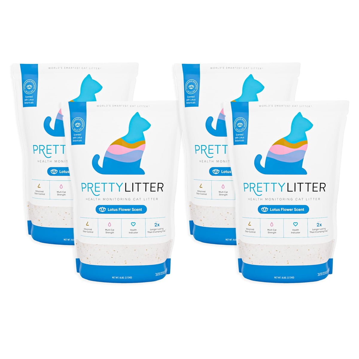 PrettyLitter Health Monitoring Cat Litter, Unscented, 4-Pack, 6 lb. Bags