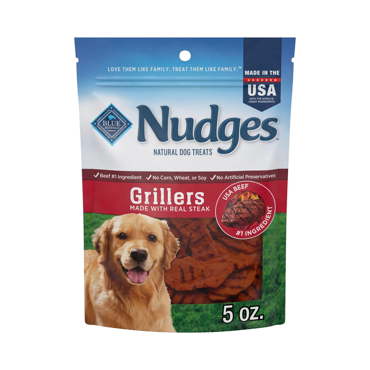 Blue Buffalo Nudges Grillers Steak Dog Treats, 16 oz