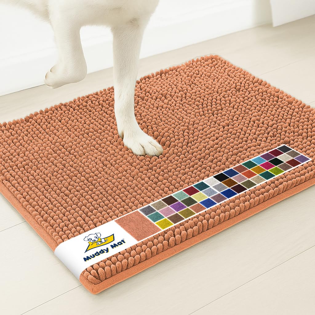 Muddy Mat® | Super Water Absorbent Door Mat Indoor, Microfiber Quick Dry Chenille Entryway Rug, Slip Resistant Front Door Mat, Indoor Mats for Entryway, Machine Washable Pet Rug, Black 2ft x 4ft