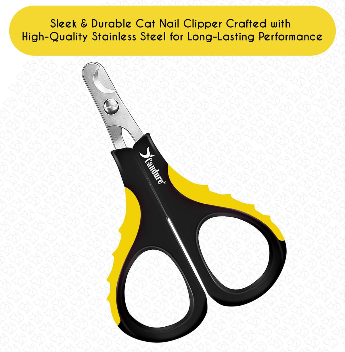 Candure Cat Nail Clippers for Indoor Cats, Rabbits, Hamsters, Birds with Precise Angled Edges to Ensure Easy & Safe Trimming Stainless Steel Cat Nail Trimmer for At-Home Cat Grooming