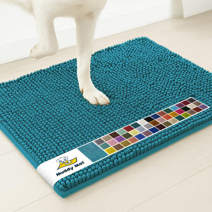Muddy Mat® | Super Water Absorbent Door Mat Indoor, Microfiber Quick Dry Chenille Entryway Rug, Slip Resistant Front Door Mat, Indoor Mats for Entryway, Machine Washable Pet Rug, Grey 30"x19"