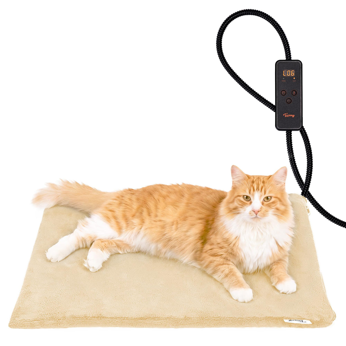 Toozey Cat Heating Pad for Cats & Dogs, Heated Bed Mat, 18 x 16 in, Grey