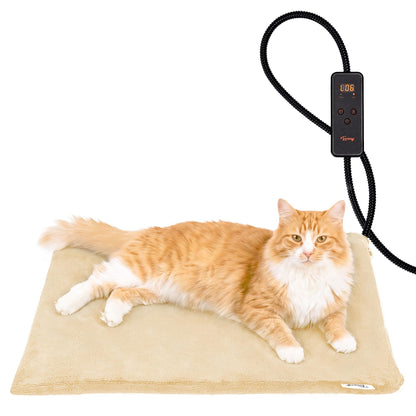 Toozey Cat Heating Pad for Cats & Dogs, Heated Bed Mat, 18 x 16 in, Grey
