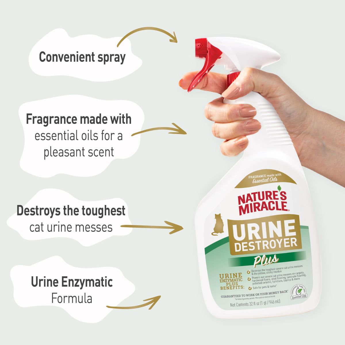 Nature's Miracle Cat Urine Destroyer Plus, Enzymatic Cleaner, 1 gal